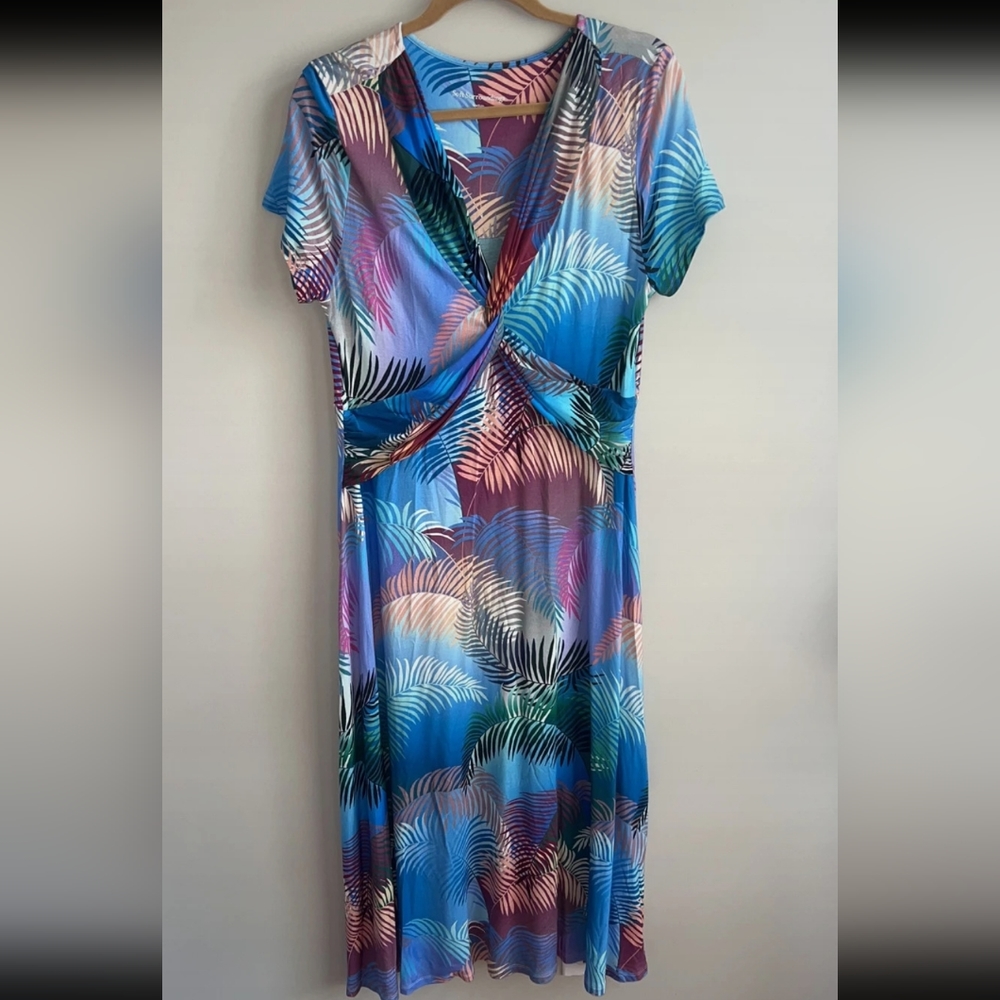 🏝- NWOT Soft Surroundings sz Med ombre Palm leaves Anya Dress